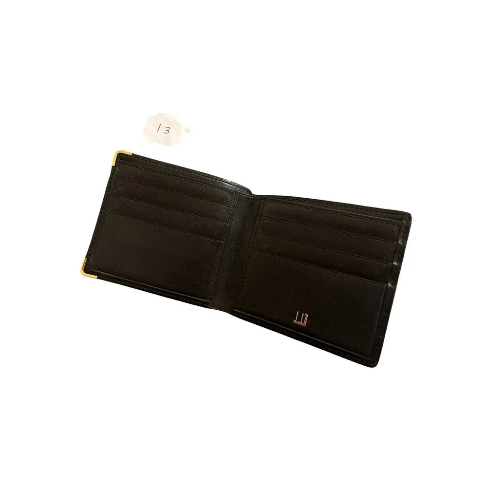 Dunhill Bifold Black Leather Gold Hardware Bifold Wallet Mens/Womens